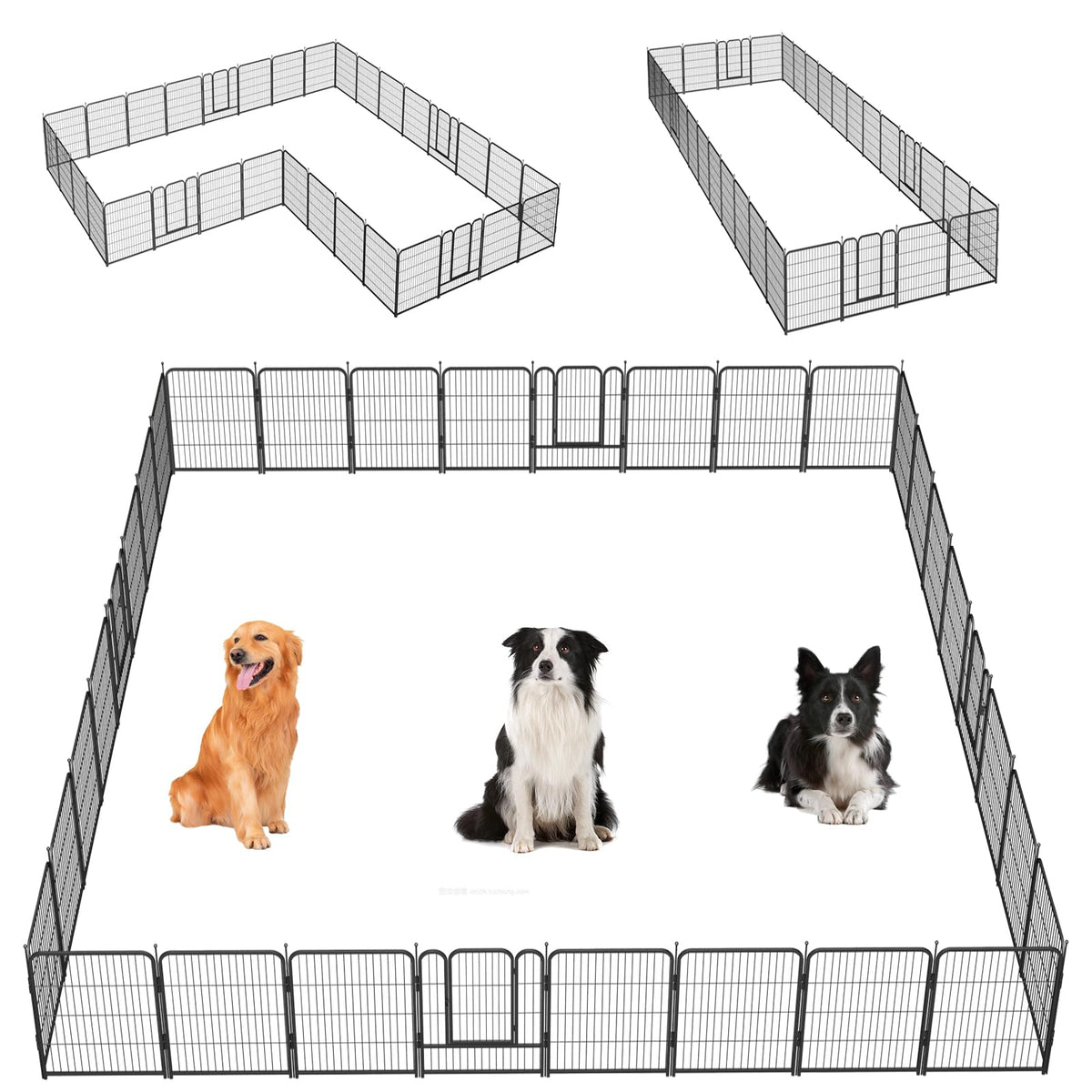 Dog Playpen,32/40/45 Inch Height in Heavy Duty, Folding Indoor Outdoor Anti-Rust Dog Exercise Fence, Portable Pet Playpen with Door for Large Medium Small Dogs and Pet (32 Panels, 45 Inch) Silver