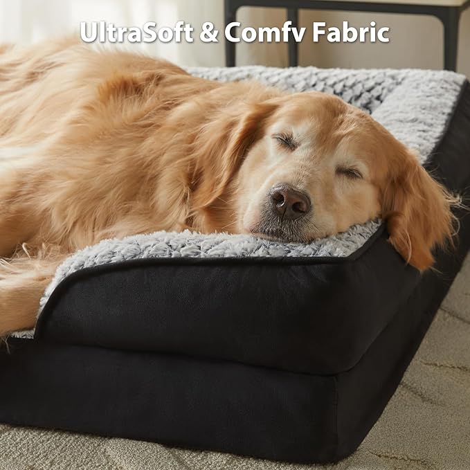 LEXTRO Orthopedic Dog Bed for Medium Dogs, Comfy Sleeping Dog Sofa Bed