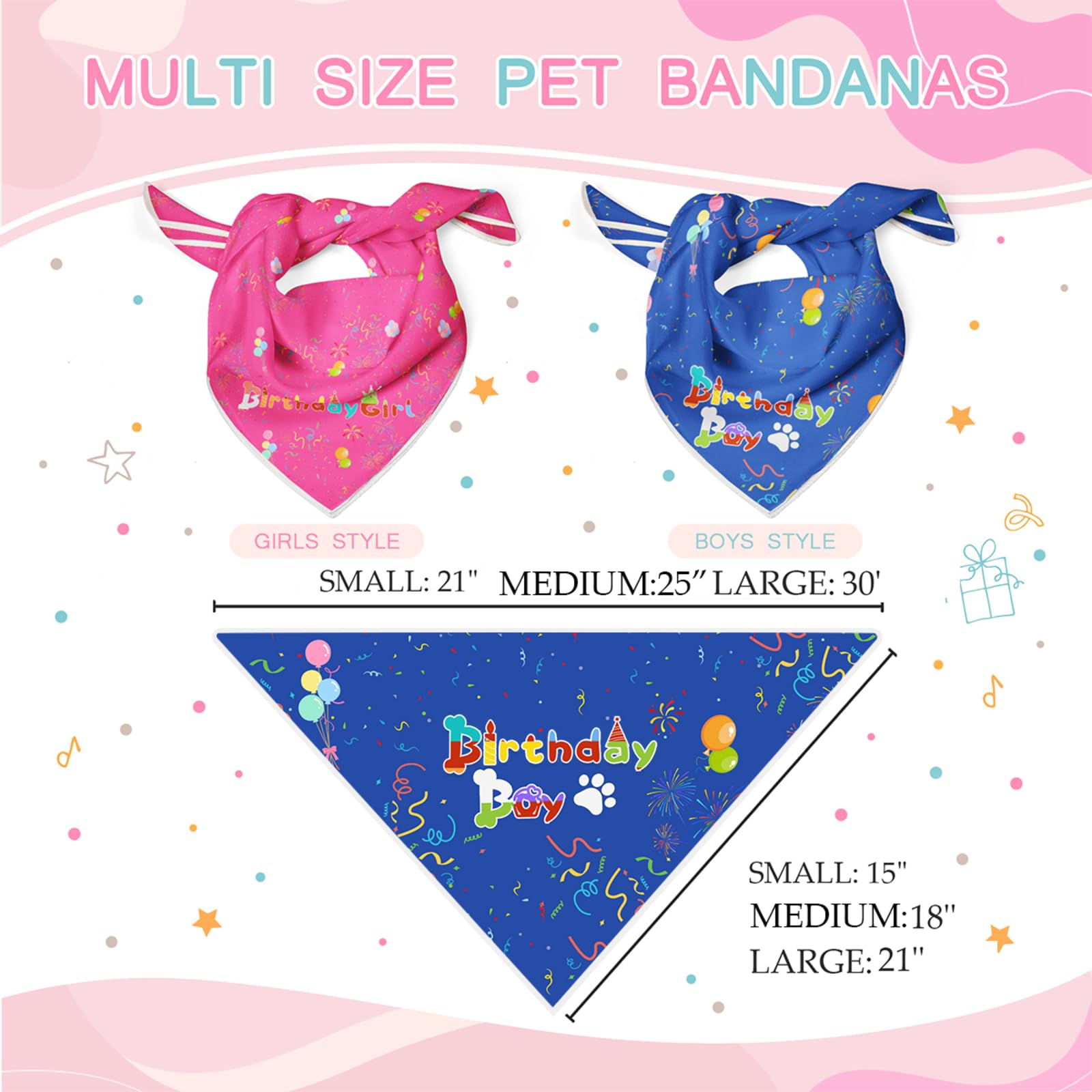 PAPIAMEN Birthday Dog Bandanas Boy,Blue Reflective Dogs Scarfs for Birthday Party Decorations Supplies for Dogs Pet Accessories,Cat Dogs Triangle Pet Scarves for Large Dogs Outfit,L