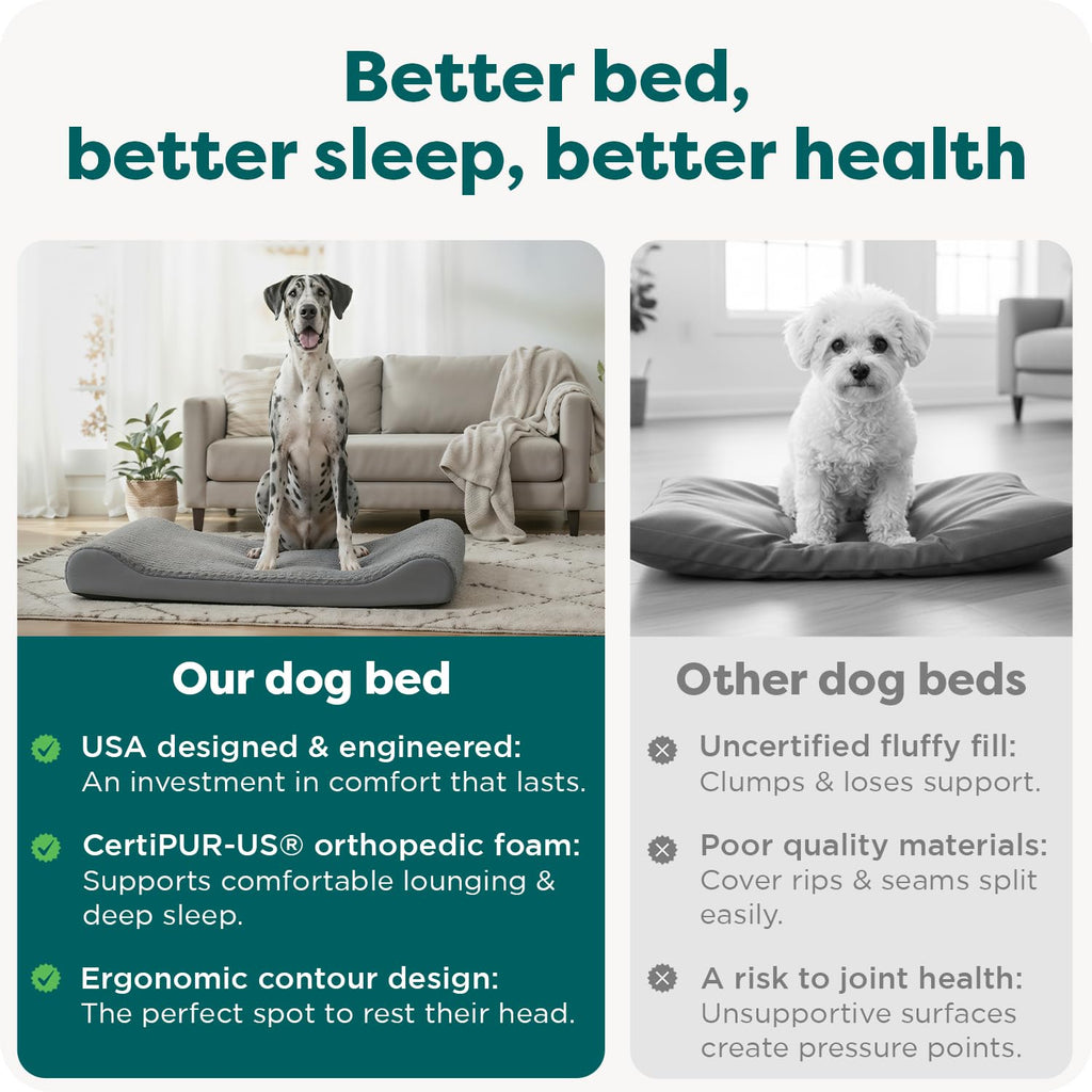 Furhaven Orthopedic Dog Bed for Large Dogs w/ Removable Washable Cover, For Dogs Up to 150 lbs - Ultra Plush Faux Fur & Suede Luxe Lounger Contour Mattress - Gray, Jumbo Plus/XXL