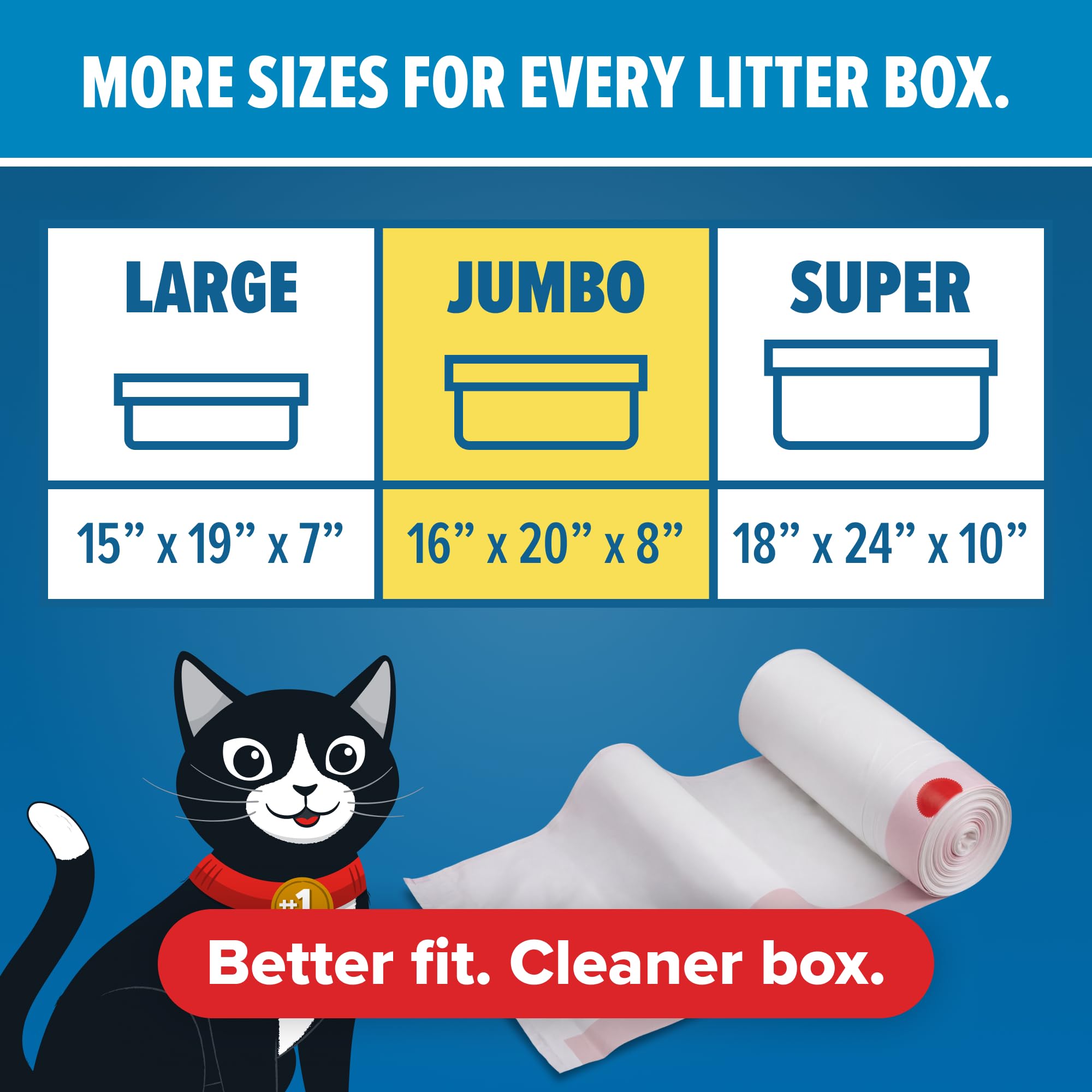 Jonny Cat Litter Box Liners: Heavy Duty - Tear & Leak Resistant - Drawstring Close - Jumbo, 5 Count