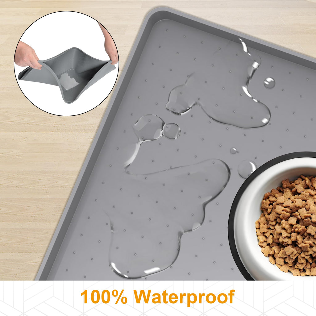 Mofason Silicone pet Food mats for Floor Waterproof Water Tray for pet Bowl