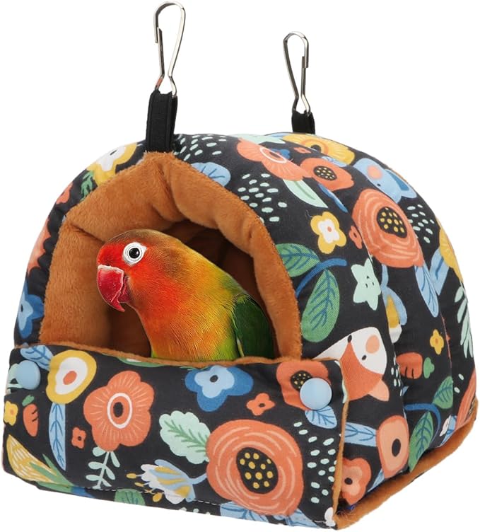 Wontee Bird Nest House Winter Warm Snuggle Hut Bird Bed Hanging Hammock for Parrots Budgies Parakeets Caique Senegal Cockatiels Conures (Large