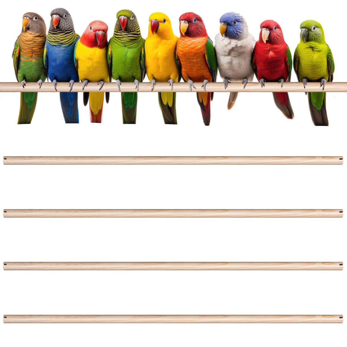 Sintuff Bird Perches Natural Wood Double Slots, 24 Inches, 8 Pcs