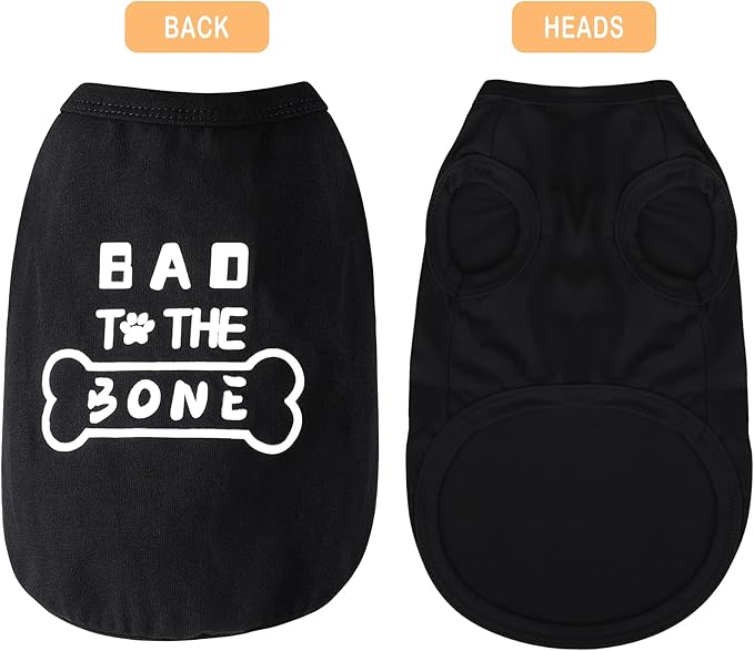 Discover Cozy Cotton Canine Wear: Soft, Lightweight, and Breathable Dog Shirt Vest with Eye-Catching Graphics(Bad to The Bone), Keeping Your Furry Friend Warm and Comfy! Black XXS