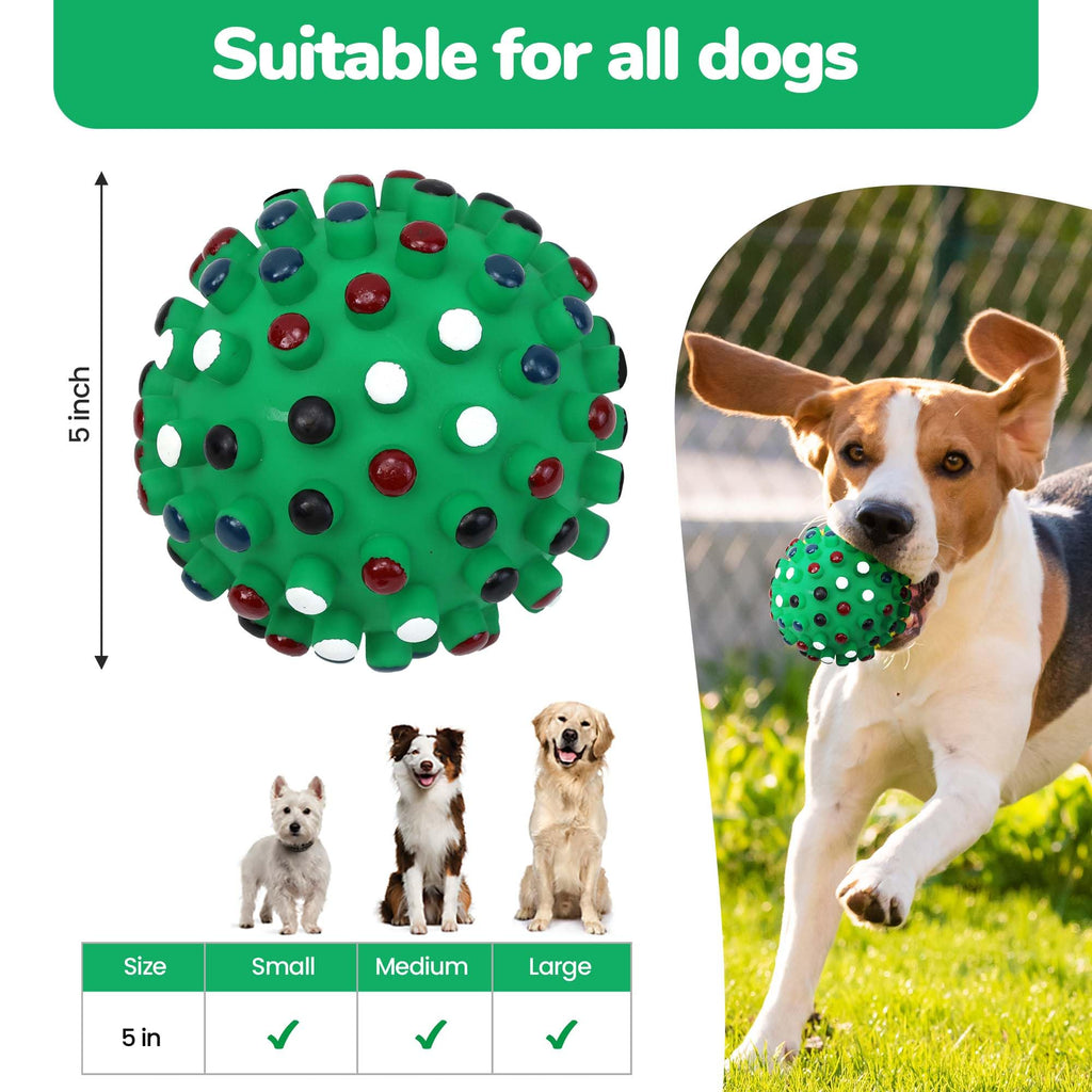 SPOT Vinyl Gumdrop Ball Dog Toy with Squeaker - Colorful and Interactive Dog Chew Toy, Floats in Water, Made from Durable, Non-Toxic Natural Rubber, Great for Dogs and Puppies, 5in, Assorted Colors