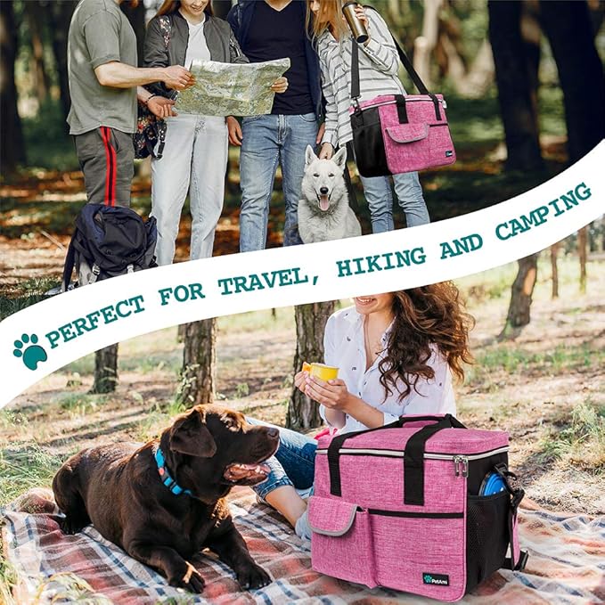 PetAmi Dog Travel Bag Organizer, Pet Supplies Tote Diaper Bag, Pink Medium