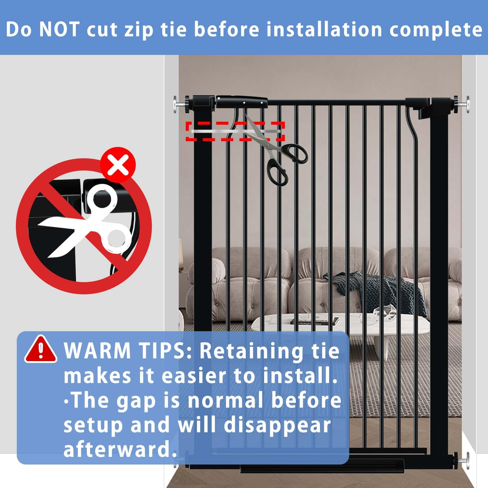 flower frail 40.5" Extra Tall Baby Gate for Stairs, 29.5"-40.5" Extra Wide Dog Gate Indoor for The House, Auto Close Pressure Mounted Safety Child Toddler Gate, Pet Gate for Doorways Kitchen, Black
