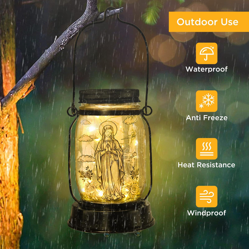 kyoryuger Virgin Mary Religious Gifts for Women/Men Virgin Mary Praying Solar Lantern Mom Birthday, Mothers Day, Religious Solar Garden Decoration Outside for Yard, Patio,Backyard,Porch, Torches