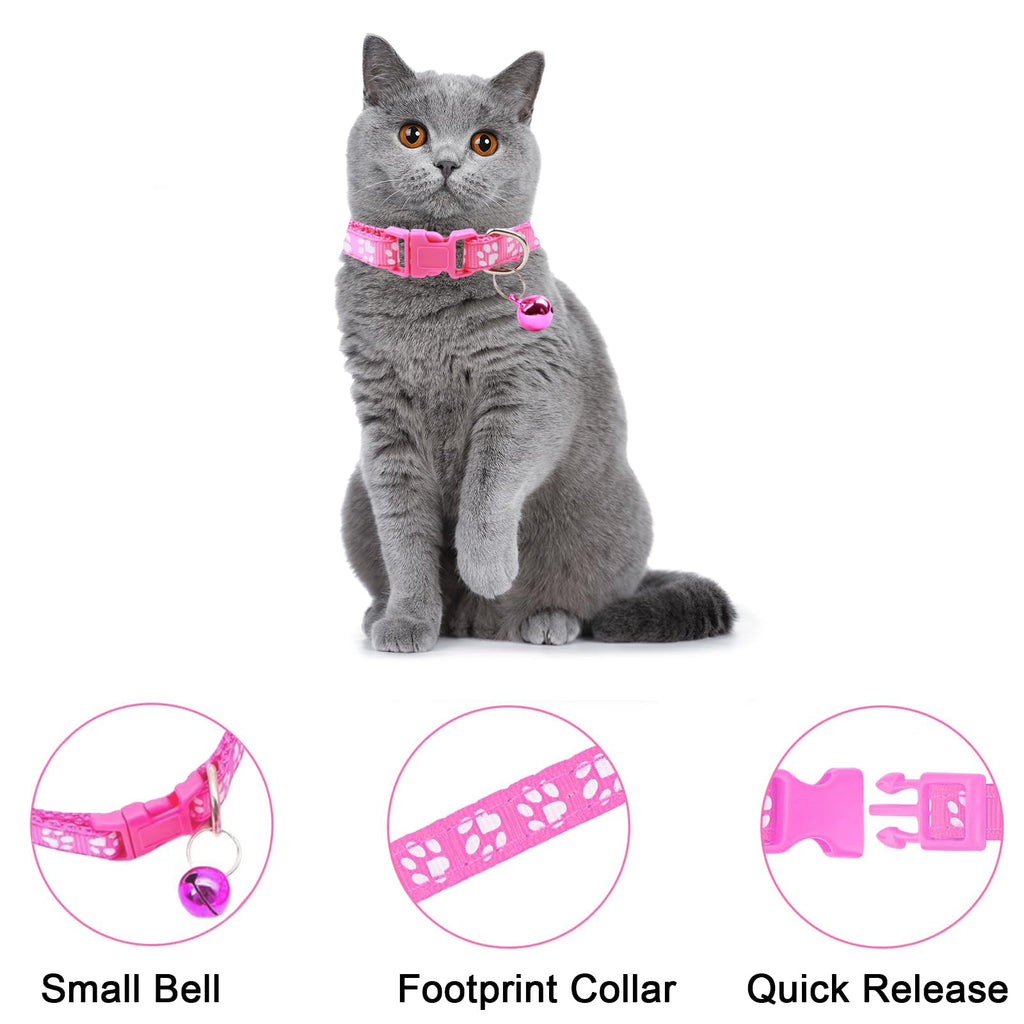 Puppy Leash and Collar Set 3Pcs Dog Collar and Leash Paw Print Whelping ID Collars Buckle Soft Nylon Litter Adjustable Pet Collar for Puppy Small Dogs Walking Training (Pink Green Blue)