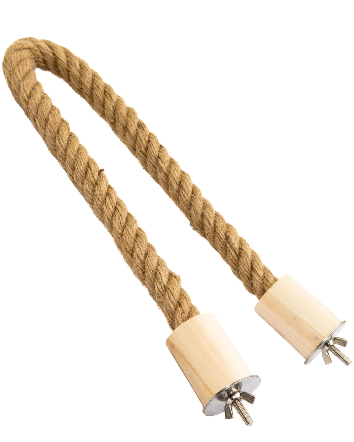 Lovely Little Flyers Bird Rope Perch for Parrots, Bendable Natural Jute Boing with Pine Wood and Stainless Steel Mount, Cotton Alternative, Cage Accessory for Parrots (Brown, 4 feet)