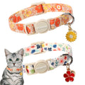 2 Pack Flower Cat Collars Breakaway with Bell, DOGWONG Safety Buckle Rose Floral Cute Cat Collar for Girl Boy Cats，Adjustable 7-12 Inch