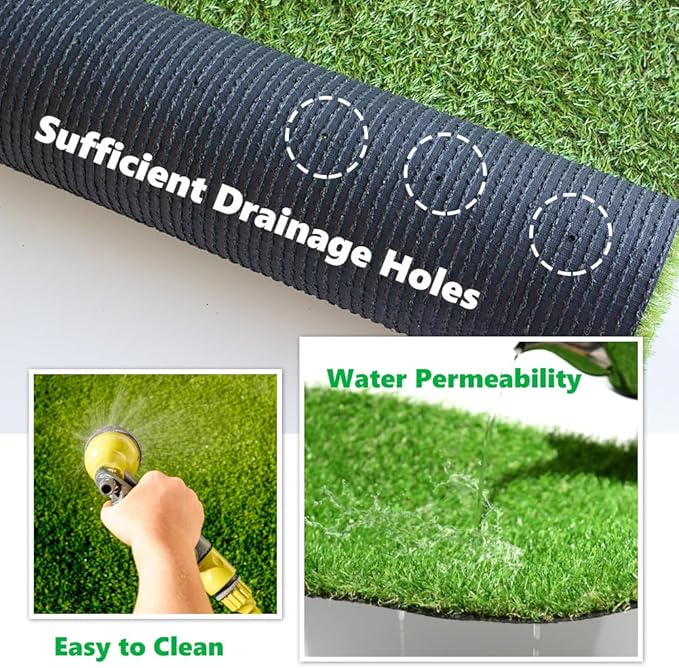 SUWUYUE Artificial Grass Outdoor Rug, 3FT x 5FT (15 Square Feet) 0.8 inch Realistic Fake Synthetic Grass Carpet, 20mm Thick Indoor Outdoor Grass Lawn Rugs Landscape for Pets, Patio, Garden