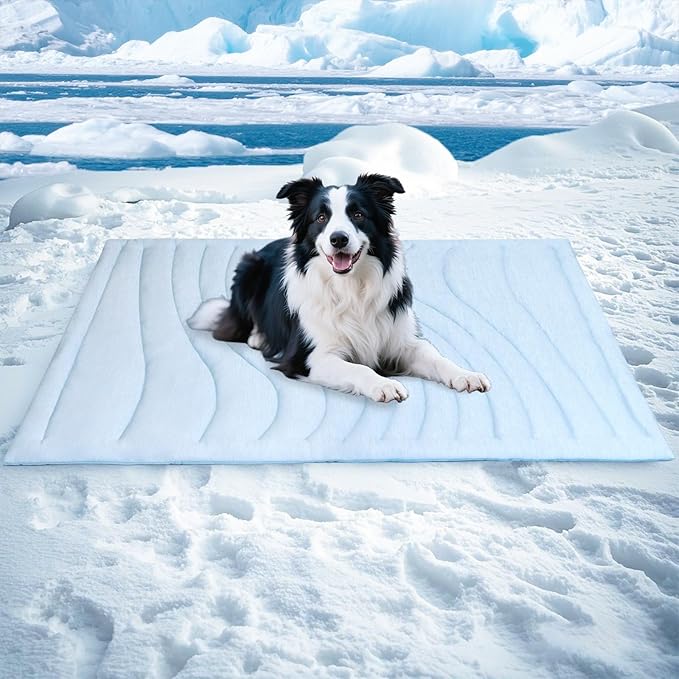 BECEMURU Dog Cooling Mat, Q-MAX＞0.46 Thickened Breathable Cold Pad for Summer Active Extra Large Dog, XL 60"x40" Indoor Outdoor Kennel Crate Pet Bed, Rapid Cooling Washable Durable Non-Gel Blue