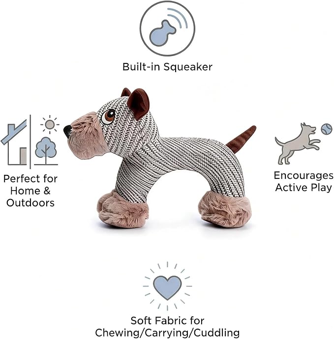 Linen Safari Companions, Squeaky Dog Chew Animals, with Durable Linen Material, Durable and Resistant to Chewing, for Relieve Dog's Boredom (Dog+Monkey)