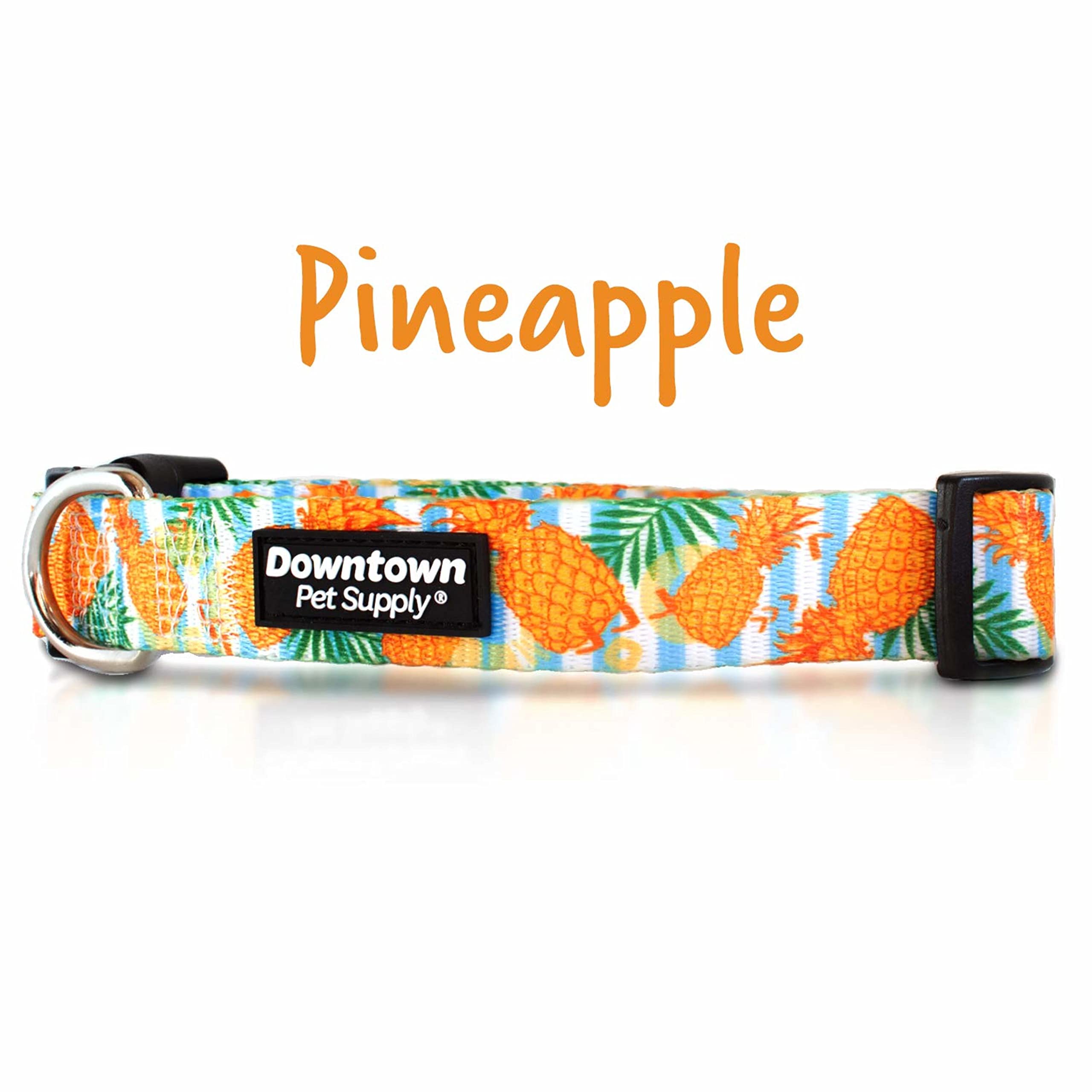 Downtown Pet Supply - Best & Fancy Dog Collar - Lightweight Adjustable with Quick Buckle & D-Ring - Hand Wash Safe - Pineapple - Large