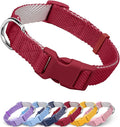 Dynmeow Soft and Breathable Cotton Dog Collar, Durable Adjustable Heavy-Duty Pet Collar with Quick-Release Buckle, Lightweight for Sensitive Skin for Medium and Large Dogs, Red, M
