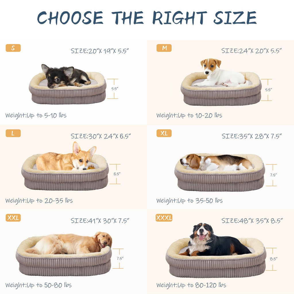 DEBANG HOME Orthopedic Dog Bed for Medium, Large Dogs Breeds, High Density Egg Crate Foam Dog Sofa Beds with Four Sided Bolster,Oval Kennel Bed, Pet Couch Bed,Removable Washable Cover& Non-Slip Bottom
