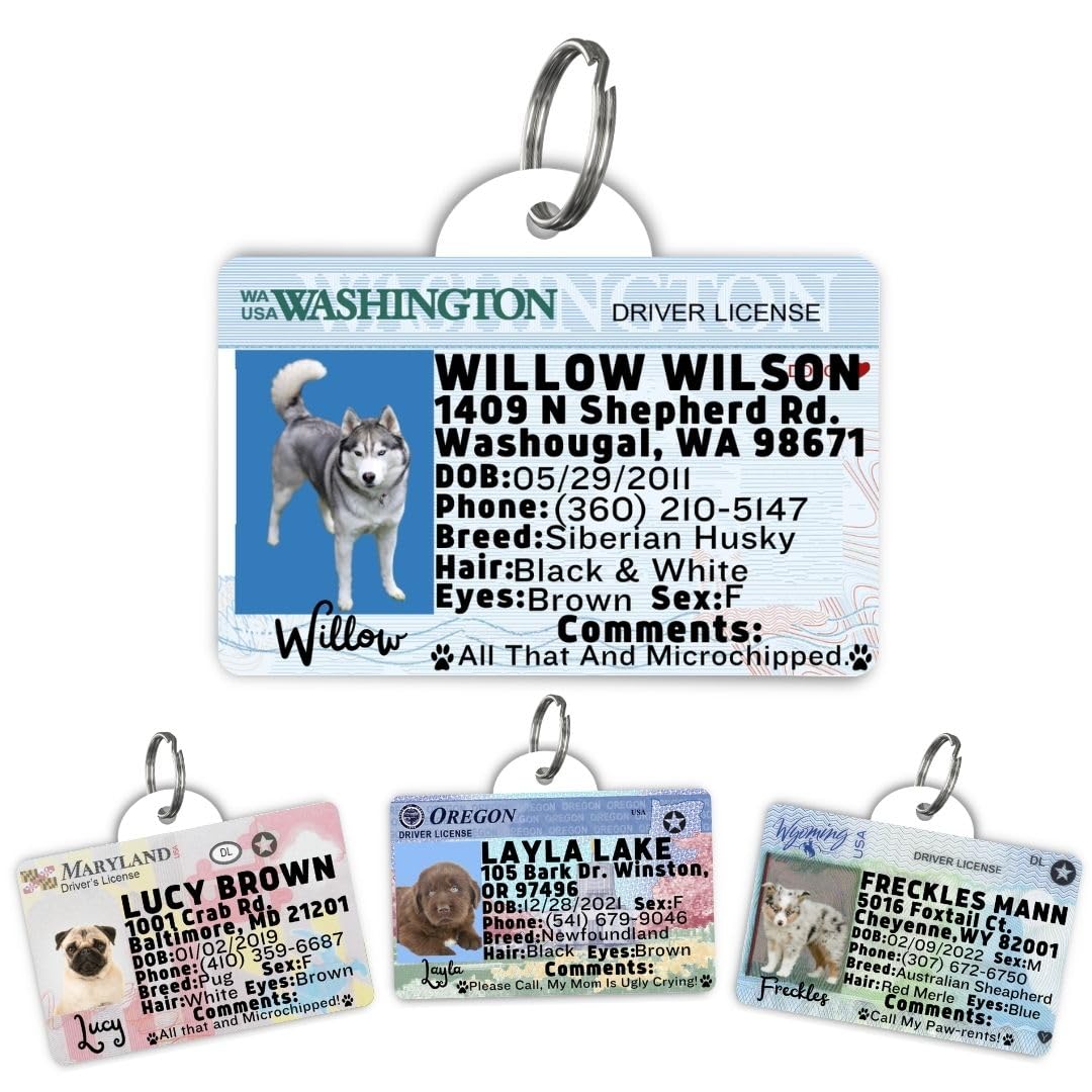 Dog Tags Personalized, Dog ID License Tag for Pets (Washington, Tag)