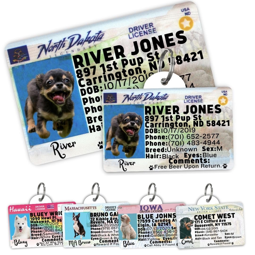 Dog Tags Personalized, Dog ID License Tag for Pets (Arizona, Wallet Card)