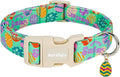 Easter Dog Collar for Large Dogs, Adjustable Green Large Dog Collar with Colorful Eggs Pattern, Cute Easter Dog Collars Girl Boy Collar for Dogs -L