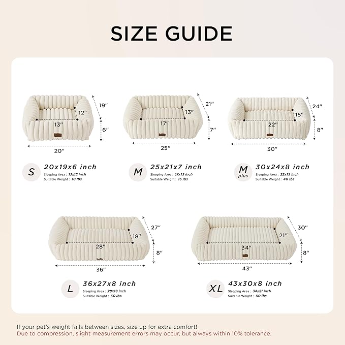 Bedsure ComfyFleece™ Cute Dog Bed for Small Medium Dogs Washable,25in Cream