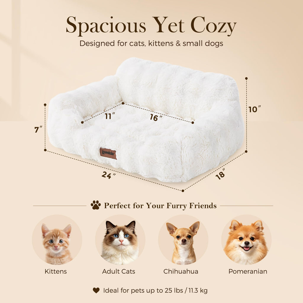 ZOMISIA Orthopedic Cat Couch Bed for Indoor Cats, Removable Washable Cover