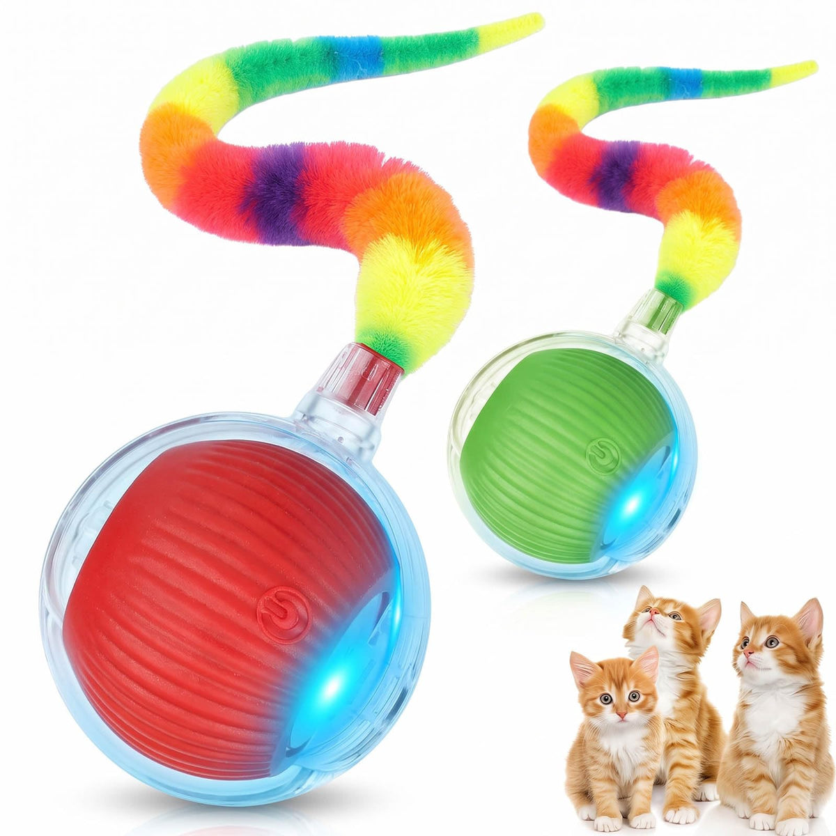 JinRui-T 2PCS Interactive Cat Toy Rolling Ball Chewie Viral Dog Ball