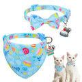 SCENEREAL Cat Bandana Collars for Birthday - 2 Pack Breakaway Kitten Collars with Bell Bowtie, Accessories for Pet Collars, Adjustable Cute Cat Collars for Cats and Small Dogs Boys Girls, (Blue)