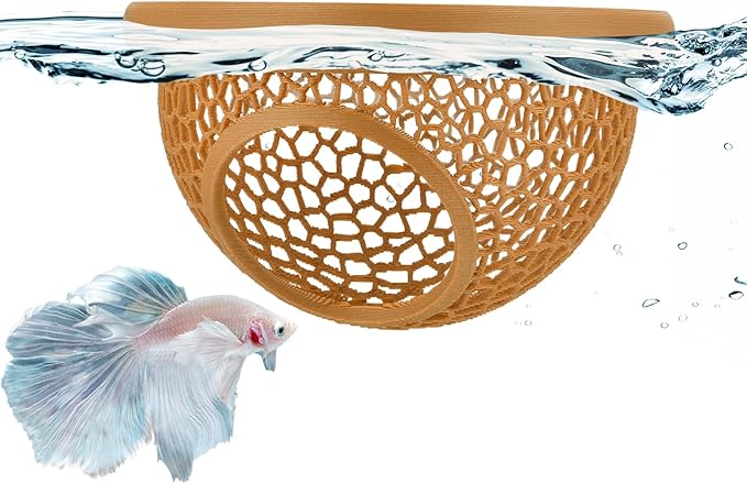 Pink Floating Betta Hide & Shrimp Cave – 3D Printed Aquarium Hammock, Feeding Ring & Resting Spot for Betta Fish, Shrimp & Small Fish (Eco-Safe PLA)