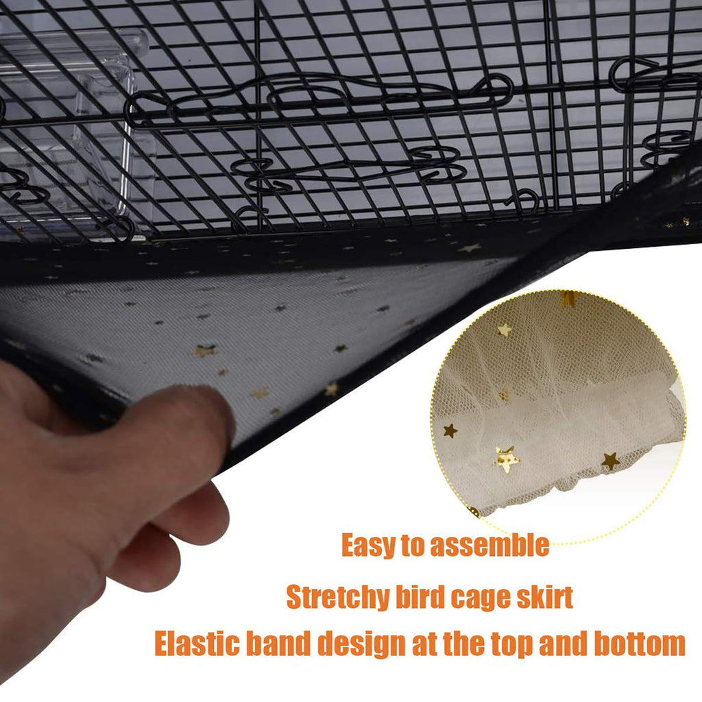 QBLEEV Extra Large 29.5" Mesh Bird Seed Catcher, Bird Cage Guard Cover with No Mess, Birdcage Nylon Shell Skirt Traps Guards to Protect Floors, Stretchy Cage Covers with Secure Fit