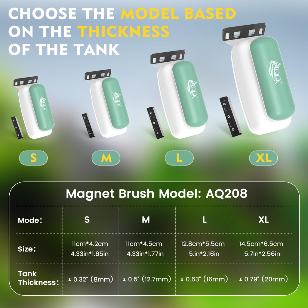 AQQA Magnetic Aquarium Glass Cleaner L,Floating Fish Tank Algae Scraper