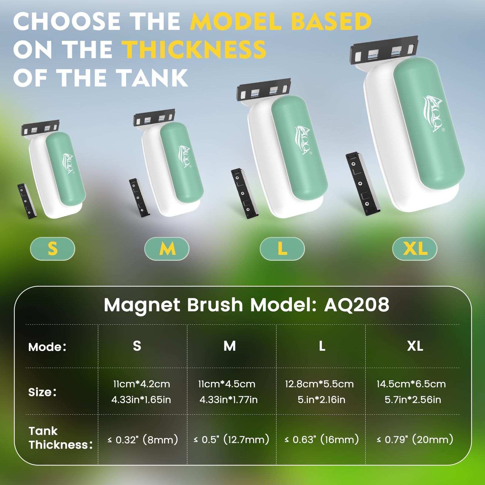 AQQA Magnetic Aquarium Glass Cleaner L,Floating Fish Tank Algae Scraper