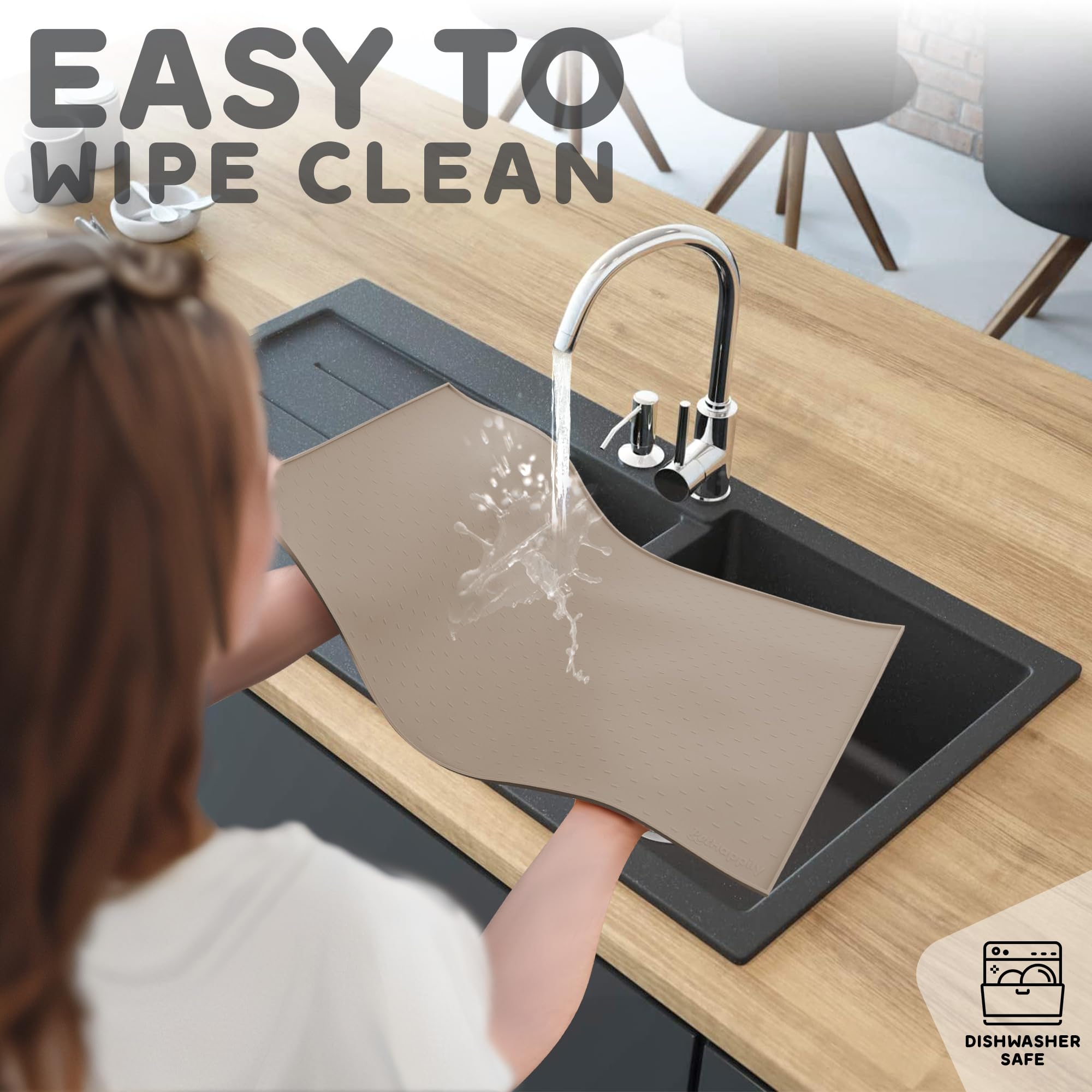 Dog Food Mat - 24x15 Raised Edges Dogs Mat for Food and Water Prevent Spill, Waterproof Cat Food Mats Protect Floors, Easy Clean Dog Bowl Mats for Food and Water, Silicone Pet Feeding Placemats