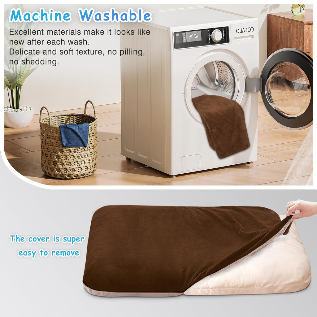 Magic Dog Super Soft Large Dog Bed Pad Mat Orthopedic Pet Beds 30 Inch Washable Anti Slip Dog Sleeping Mattress with Removable Cover, Dark Brown M