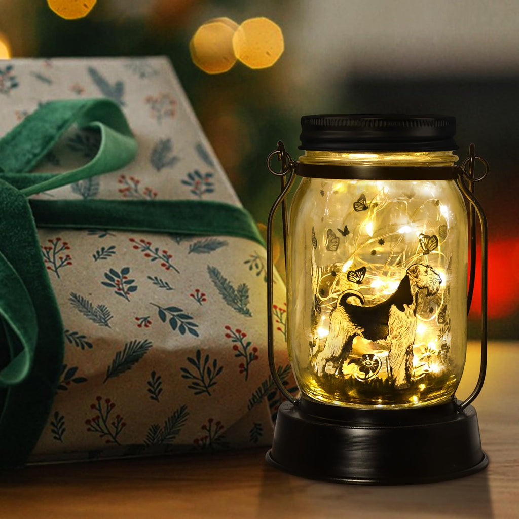 kyoryuger Terrier Dog Gifts for Women/Men, Pet Solar Lanterns Terrier Dog Lovers Lantern Pet Loss Dog Memorial Lights Solar Garden Decoration for Yard,Patio,Backyard,Torches Light
