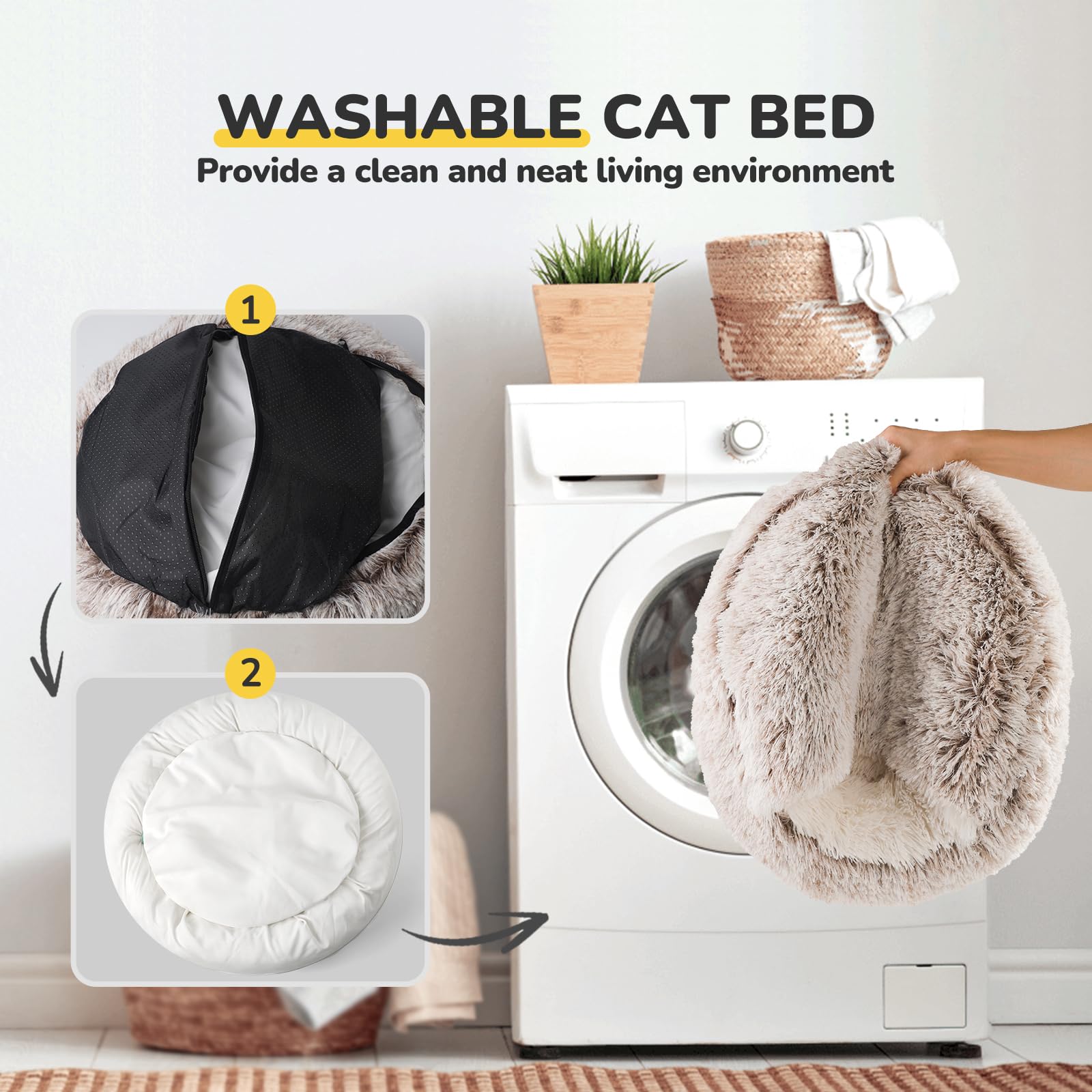 CATISM Cat Bed Hooded Cat Beds for Indoor Cats Covered Cat Beds