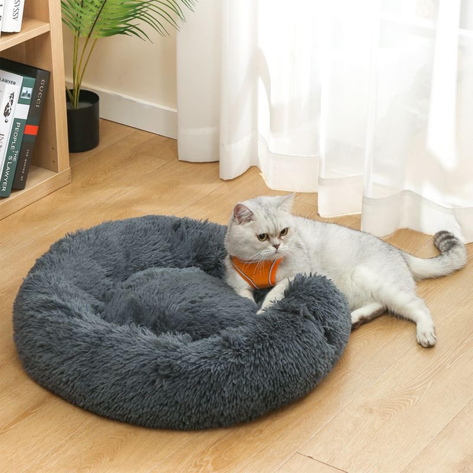 Nisrada Dog Bed for Small Medium Large Dogs, 20 inch Calming, Washable-Round Cozy Soft Pet Bed for Puppy and Kitten with Slip-Resistant Bottom