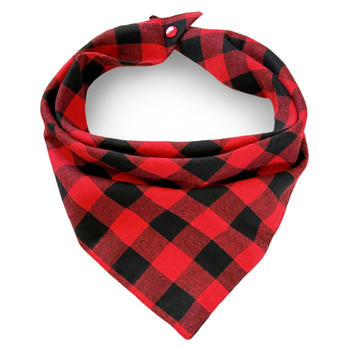 Dog Bandana(Neon Tangerine Buffalo Plaid L)