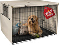 Explore Land 36 inches Dog Crate Cover Heavy Duty Polyester Pet Kennel Sunshade Universal Fit for Wire Cage (Light Tan)