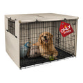 Explore Land 54 inches Dog Crate Cover Heavy Duty Polyester Pet Kennel Sunshade Universal Fit for Wire Cage (Light Tan)