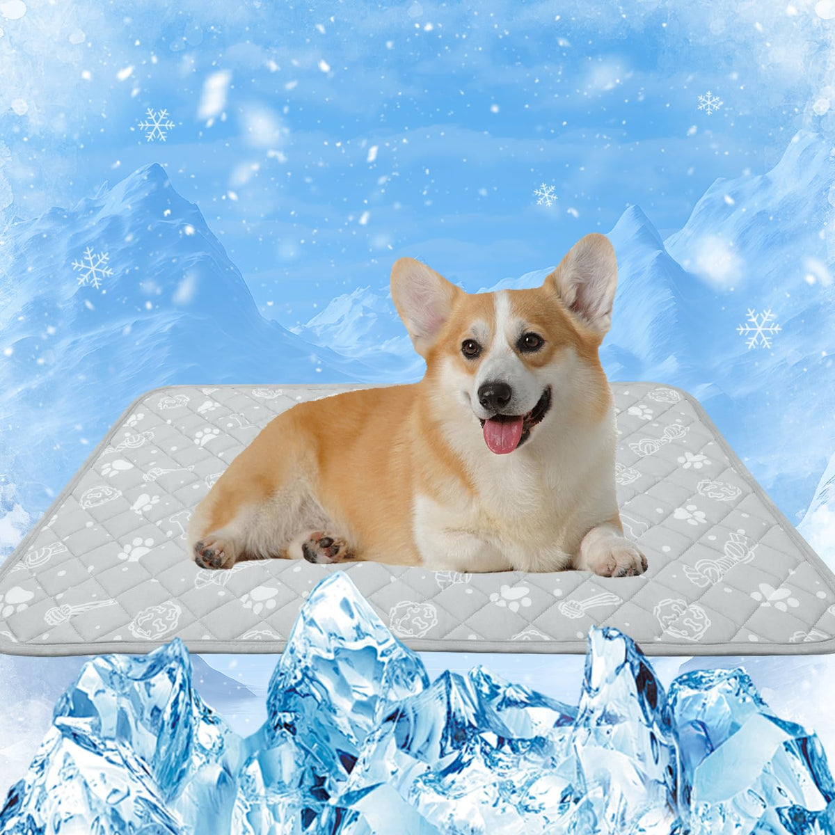 Self Dog Cooling Mat 39”x 59”,Color-Changing,Foldable and Washable,Grey