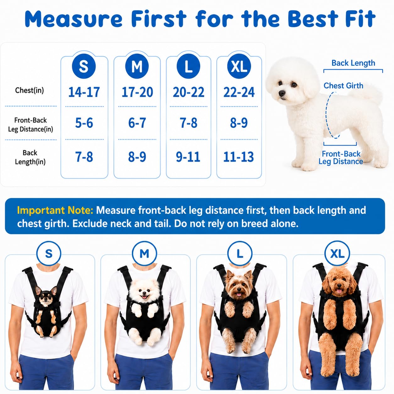 Mosago Dog Backpack Carrier, Front Chest Carrier for Small Dogs 2.5-4 lbs