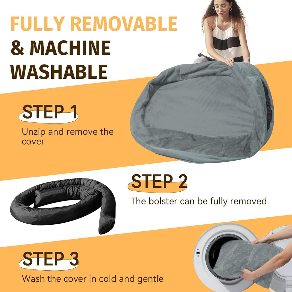 WOZOKE Waterproof Orthopedic Dog Bed for Medium Dogs, Grey