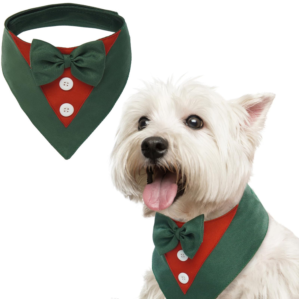 FUAMEY Christmas Dog Bandanas Xmas Holiday Dogs Collar with Bow Tie