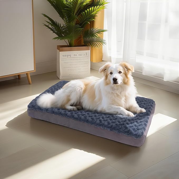 GOHOO PET Orthopedic Memory Foam Bed for Large Dogs, Waterproof Cooling Pet Mats for Crate with Removable Washable Cover,Ideal for Arthritic Dogs, L(35inch,65Lbs)