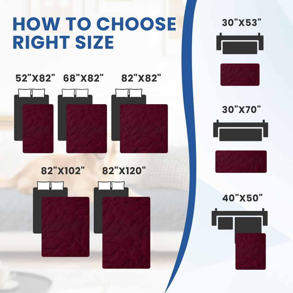 Waterproof Dog Blanket, Non-Slip Soft Pet Bed Cover, Couch Cover for Dogs Washable, Protects Sofa, Furniture, Crate, Car, Tear Resistant Leakproof Pet Blanket Christmas (82x82 Inch, Burgundy)