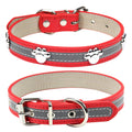 PETCARE Reflective Dog Collar with Cute Paw Rivet Studded Funny Soft PU Leather Adjustable Puppy Dog Collars for Small Medium Large Dogs Cats (Pink,Medium)