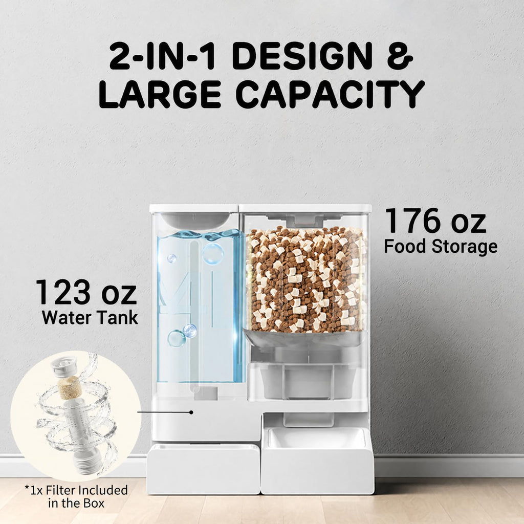 iPettie FW54 5G/2.4GHz WiFi Automatic Feeder and Waterer 2-in-1 Set for Pet