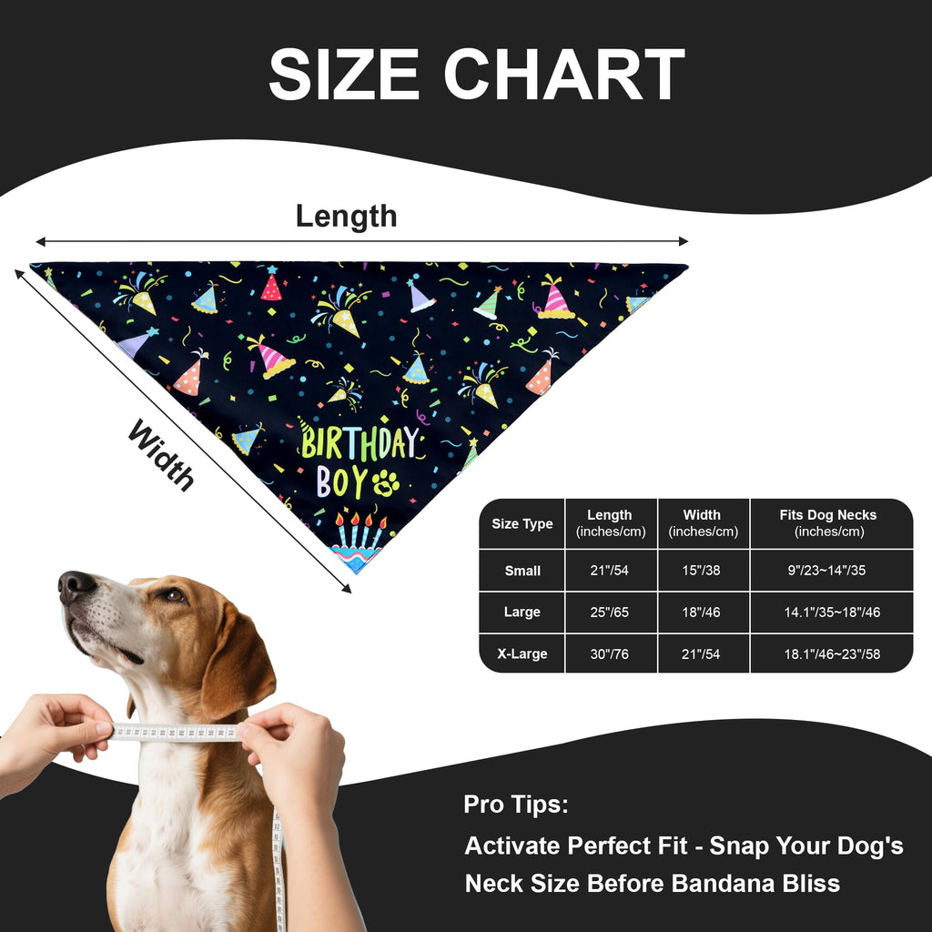 WoffBow Dog Birthday Boy Bandana for Medium Dogs, 2 Pack Reversible Scarf